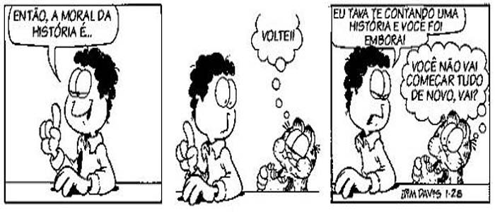 histórias em quadrinhos do garfield moral da história