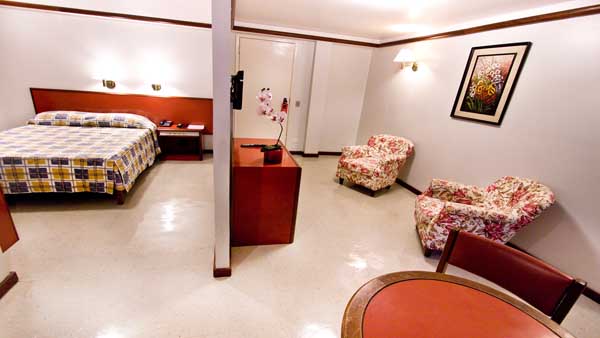 acomodação com sala de estar no hotel nobilis